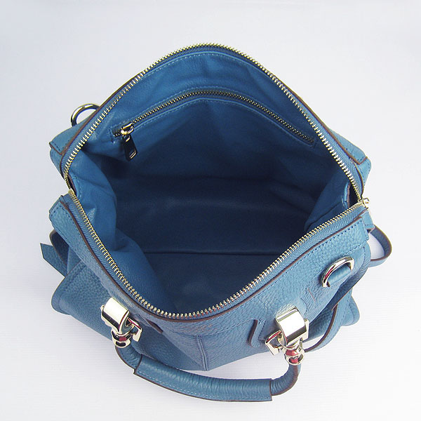 Replica Hermes New Arrival Double-duty leather handbag Blue 60669